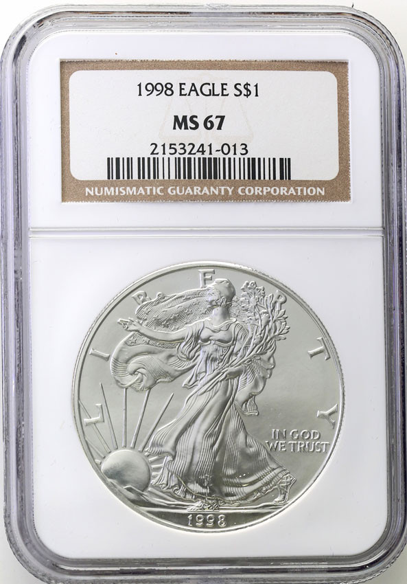 USA. 1 dolar 1998 Walking Liberty NGC MS67
